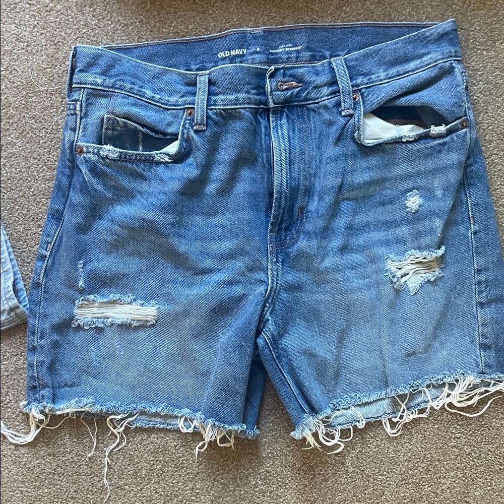 Old Navy Ripped Frayed Hem Denim Shorts in Blue